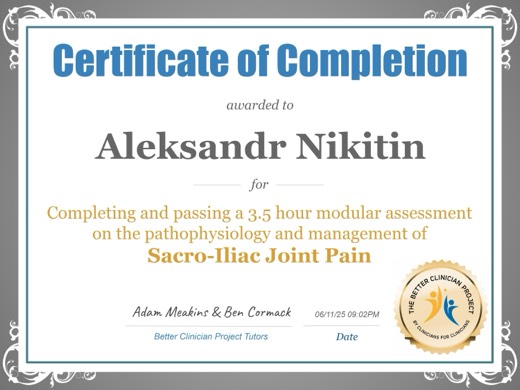 Sacro-Iliac Joint Pain · Better Clinician Project, 2025