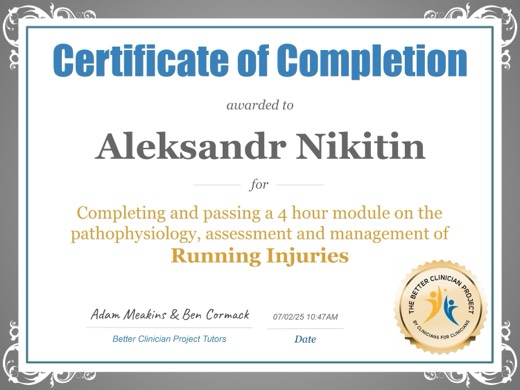 Running Injuries · Better Clinician Project, 2025